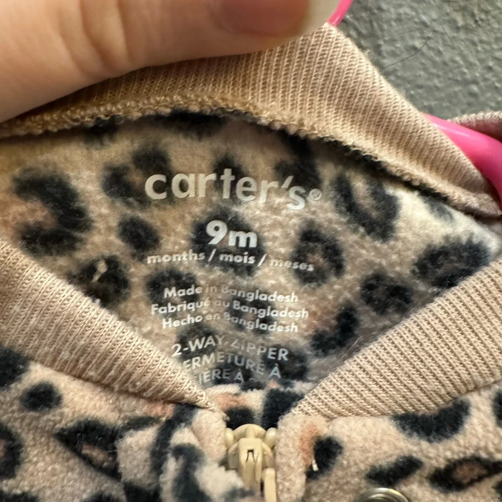 Carter's Tan and Black Animal Print Footie